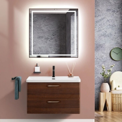 Мебель для ванной комнаты BelBagno Due 80 noce подвесная, матовая