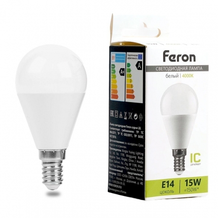 Лампа светодиодная Feron LB-990 E14 15W 4000K 52079 цвет белый