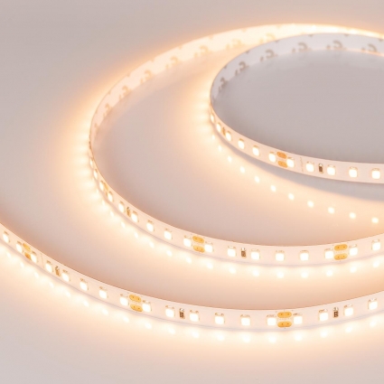 Светодиодная лента Arlight 9,6W/m 120LED/m 2835SMD теплый белый 5M RT-A120-8mm 24V Warm2700 CRI98 021417(2), цвет белый, мощность 9.6 Вт