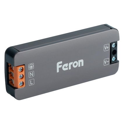 Трансформатор электронный для светодиодной ленты 300W 12V IP67 (драйвер), LB007 Feron 53143, цвет серый, мощность 24 Вт