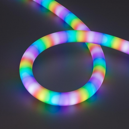 Светодиодная лента герметичная SPI LIGHT-BLACK-TOP-G180-D25mm 12V RGB-PX2 (21.6 W/m, IP65, 5m, wire x1) Arlight 044932, цвет черный