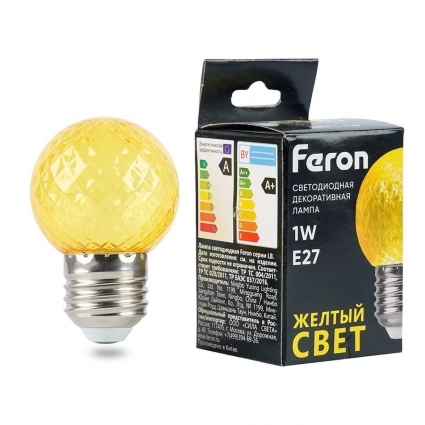 Лампа светодиодная Feron E27 1W желтая LB-385 52161 цвет желтый