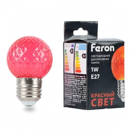Лампа светодиодная Feron E27 1W красная LB-385 52164 цвет красный