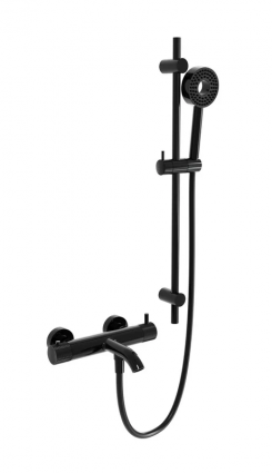 Смеситель для ванны с душем Milleau ML81803M/0705Q.BD-GB глянцевый черный, однорычажный, длина излива 22.2 см