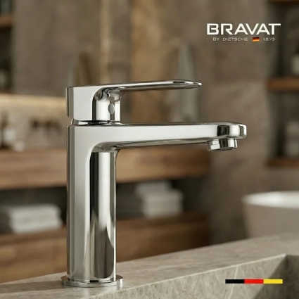 Смеситель для раковины цвет хром BRAVAT F1796927CP-SW однорычажный, длина излива 16 см