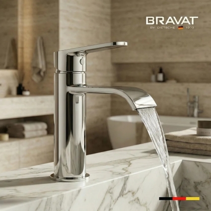 Смеситель для раковины цвет хром BRAVAT F1795926CP-SW однорычажный, длина излива 12.4 см