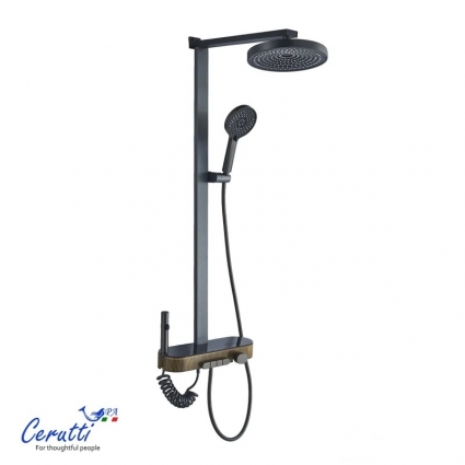 Душевая стойка Cerutti Spa Невио (Nevio) 11361 матовый графит штанга 101 см, шланг пластиковый 150 см