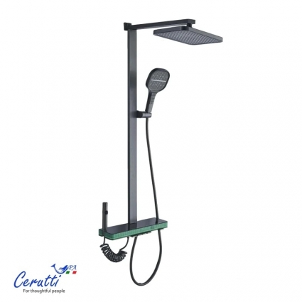Душевая стойка Cerutti Spa Мауро (Mauro) 11362 матовый графит штанга 98.6 см, шланг пластиковый 150 см