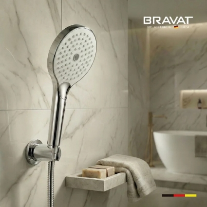 Лейка для душа цвет хром BRAVAT D2145CP-SW 3 режима,  в современном стиле