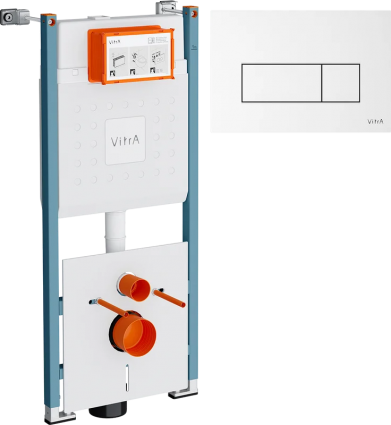Комплект Инсталляция VitrA Ви-Фикс Кор (V-Fix Core) 732-5800-01PV + Кнопка Рут Скуэр (Root Square) 740-2300 цвет глянцевый белый