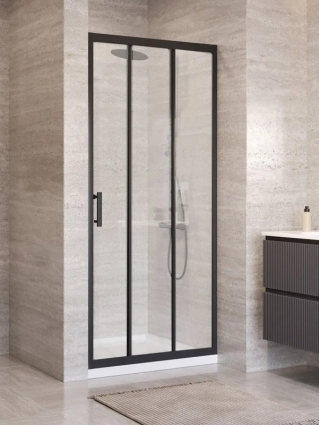 Душевая дверь в нишу BelBagno Формат (Uno) 195-BF-3-100-P профиль матовый черный, стекло рифленое, раздвижная