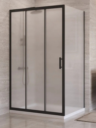 Душевой уголок BelBagno Формат (Uno) 195-AHF-31-120/90-P профиль матовый черный, стекло рифленое, прямоугольный, двери раздвижные
