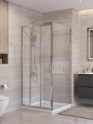 Душевой уголок BelBagno Формат (Uno) 195-AHF-31-100/80-C-Cr профиль хром, стекло прозрачное, прямоугольный, двери раздвижные