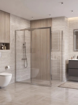 Душевой уголок BelBagno Формат (Uno) 195-AH-1-160/90-C-Cr профиль хром, стекло прозрачное, прямоугольный, двери раздвижные