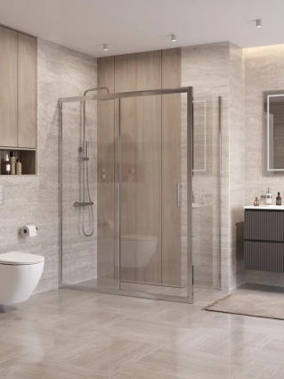 Душевой уголок BelBagno Формат (Uno) 195-AH-1-160/80-C-Cr профиль хром, стекло прозрачное, прямоугольный, двери раздвижные