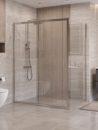 Душевой уголок BelBagno Формат (Uno) 195-AH-1-160/100-C-Cr профиль хром, стекло прозрачное, прямоугольный, двери раздвижные