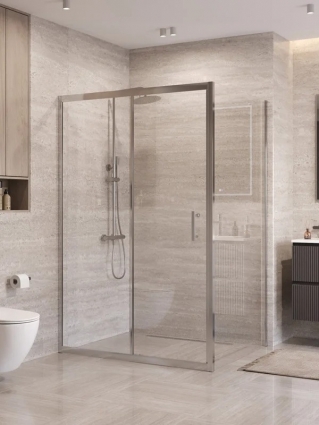 Душевой уголок BelBagno Формат (Uno) 195-AH-1-140/100-C-Cr профиль хром, стекло прозрачное, прямоугольный, двери раздвижные