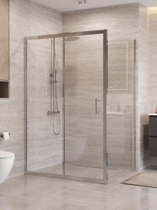 Душевой уголок BelBagno Формат (Uno) 195-AH-1-130/100-C-Cr профиль хром, стекло прозрачное, прямоугольный, двери раздвижные
