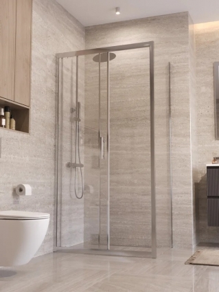 Душевой уголок BelBagno Формат (Uno) 195-AH-1-110/70-C-Cr профиль хром, стекло прозрачное, прямоугольный, двери раздвижные