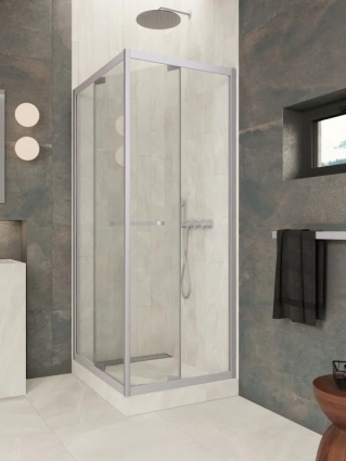 Душевой уголок Vegas Glass Z+ZPV Внутрь 90*90 07 01 профиль матовый хром, стекло прозрачное, квадратный