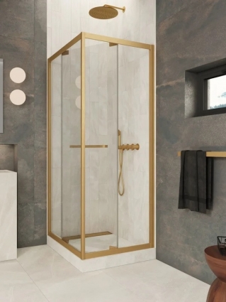 Душевой уголок Vegas Glass Z+ZPV Внутрь 70*90 03 01 профиль матовое золото, стекло прозрачное, прямоугольный
