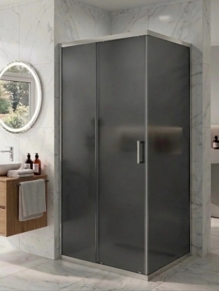 Душевой уголок MaybahGlass MGY-1880-5 100х80 профиль матовый хром, стекло матовый графит, прямоугольный, двери раздвижные