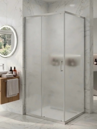 Душевой уголок MaybahGlass MGY-1859-5 120х90 профиль матовый хром, стекло сатин, прямоугольный, двери раздвижные