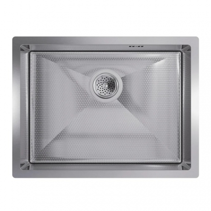Мойка кухонная Floracio Steel F.5844.SSD 58x44, встраиваемая сверху, встраиваемая снизу, нержавеющая сталь, рифленая, прямоугольная