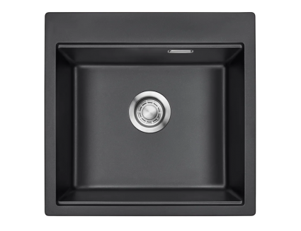 Мойка кухонная Emar Quartz EMQ-1520.Q Морион 52x50, морион, встраиваемая сверху, кварц, матовая, прямоугольная