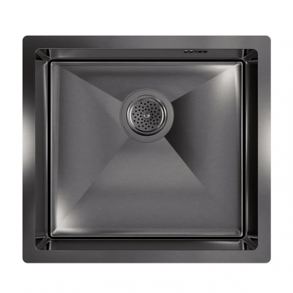 Мойка кухонная Floracio Steel F.4844.GM 48x44, вороненая сталь, встраиваемая сверху, встраиваемая снизу, нержавеющая сталь, матовая, прямоугольная
