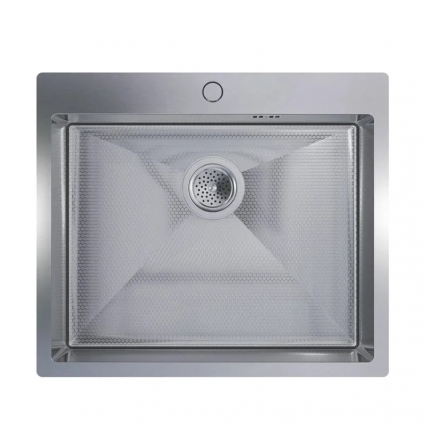 Мойка кухонная Floracio Steel F.5751.SSD 57x51, встраиваемая сверху, нержавеющая сталь, рифленая, прямоугольная