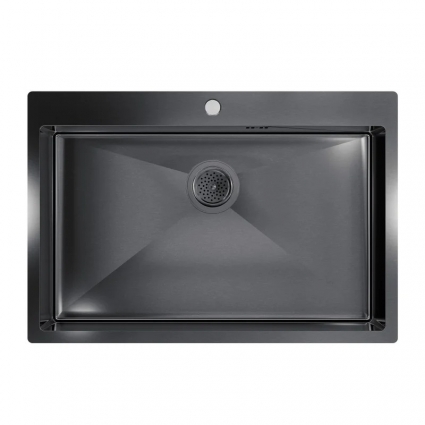 Мойка кухонная Floracio Steel F.7551.GM 75x51, вороненая сталь, встраиваемая сверху, нержавеющая сталь, матовая, прямоугольная