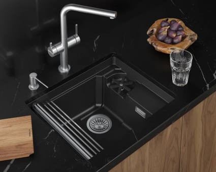 Кухонная мойка Granula  KITCHEN SPACE RINZER 5505RU, ШВАРЦ, кварц, прямоугольная
