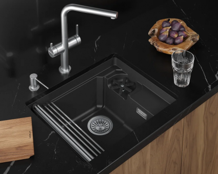 Кухонная мойка Granula  KITCHEN SPACE RINZER 5505RU, ЧЁРНЫЙ, кварц, прямоугольная