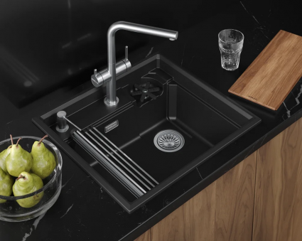 Кухонная мойка Granula  KITCHEN SPACE RINZER 5807R, ШВАРЦ, кварц, прямоугольная