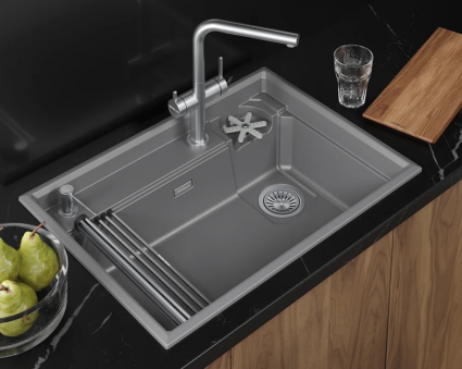 Кухонная мойка Granula  KITCHEN SPACE RINZER 7308R, АЛЮМИНИУМ, кварц, прямоугольная