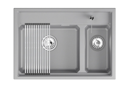 Мойка кухонная Granula Kitchen Space 7302i 73x51, алюминиум, встраиваемая сверху, кварц, матовая, прямоугольная
