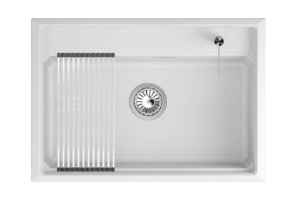 Мойка кухонная Granula Kitchen Space 7301i 73x51, арктик, встраиваемая сверху, кварц, матовая, прямоугольная