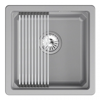 Мойка кухонная Granula Kitchen Space 4501iU 45x45, алюминиум, встраиваемая снизу, кварц, матовая, квадратная