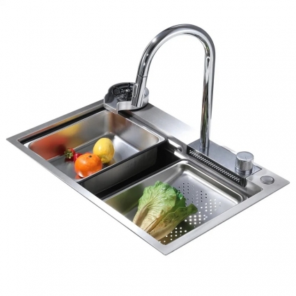 Мойка кухонная Abber Wasser Kreis AF2194 68x46, хром, встраиваемая сверху, нержавеющая сталь, глянцевая, прямоугольная