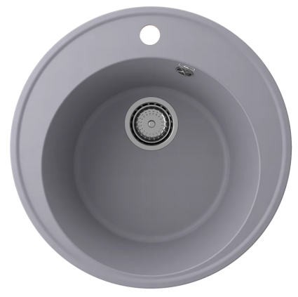 Мойка кухонная Ulgran Quartz Nora 485-05 48x48, бетон, встраиваемая сверху, кварц, матовая, круглая