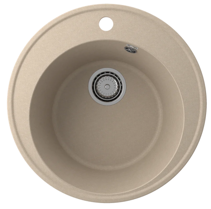 Мойка кухонная Ulgran Quartz Nora 485-03 48x48, десерт, встраиваемая сверху, кварц, матовая, круглая