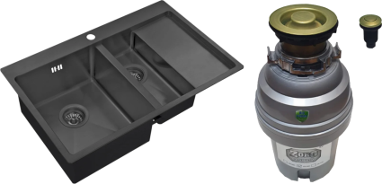 Комплект Мойка Zorg Inox PVD 5178-2-L 78x51, grafit, нержавеющая сталь + Измельчитель ZR-75 D BRONZE электрический, нержавеющая сталь, брашированная, прямоугольная