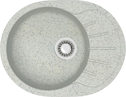 Мойка кухонная Azario Light 00079923 57x44, светло-серая, встраиваемая сверху, искусственный мрамор, матовая, овальная