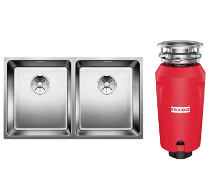 Комплект Мойка Blanco Andano 340/340-U 74x44, сталь, нержавеющая сталь + Измельчитель Franke 134.0715.094 механический, полированная, прямоугольная