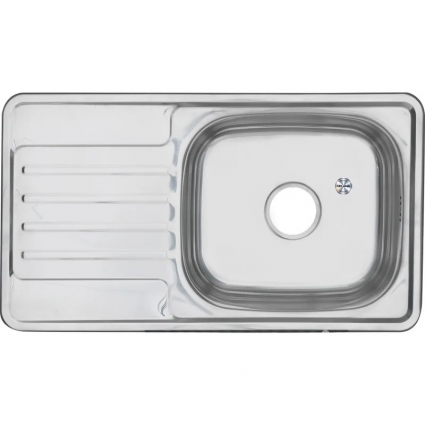 Мойка кухонная Melana 7642 U 0,8/180 76x42, серебристая, встраиваемая сверху, нержавеющая сталь, полированная, прямоугольная