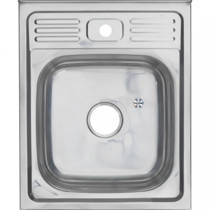 Мойка кухонная Melana 5060 0,8/180 60x50, серебристая, накладная, нержавеющая сталь, полированная, прямоугольная