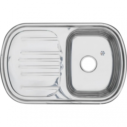 Мойка кухонная Melana 7749 U 0.8/180 77x49, серебристая, встраиваемая сверху, нержавеющая сталь, полированная, прямоугольная