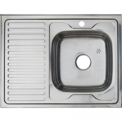Мойка кухонная Melana 8060 R 0,6/160 80x60, серебристая, накладная, нержавеющая сталь, полированная, прямоугольная