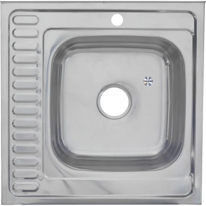 Мойка кухонная Melana 6060 R 0,6/160 60x60, серебристая, накладная, нержавеющая сталь, полированная, квадратная